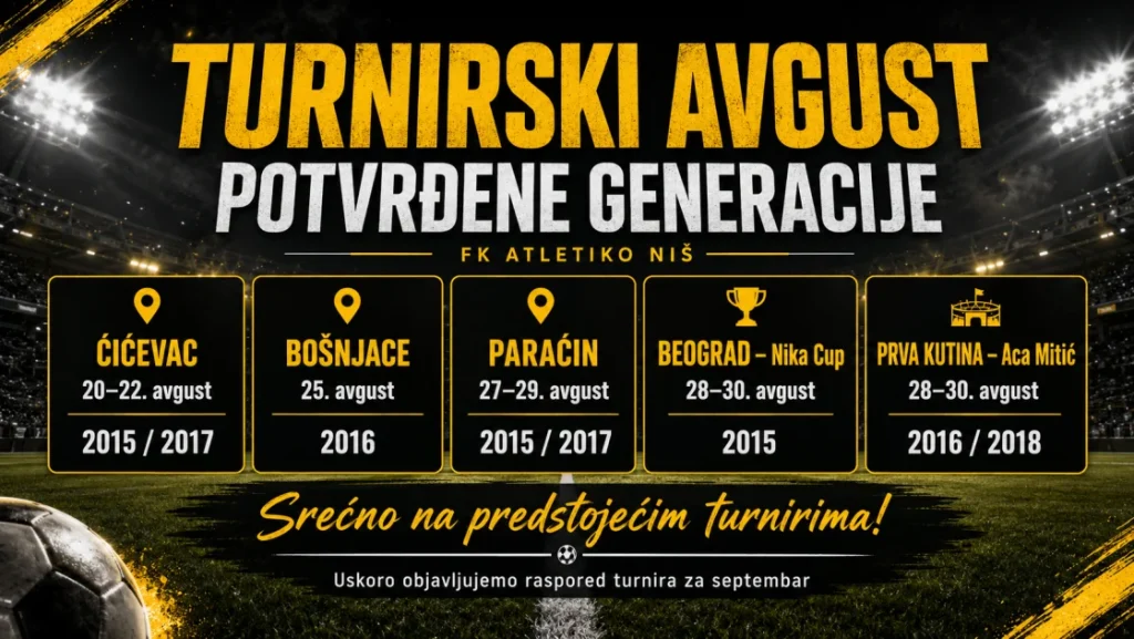 Potvrđene generacije FK Atletiko Niš za pet avgustovskih turnira - FK Atletiko Niš